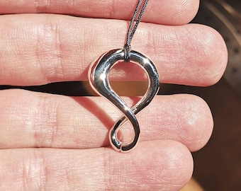 Infinity Necklace, Sterling Silver Sculptured Symbol, Unique Infinity Pendant, Unisex Gift