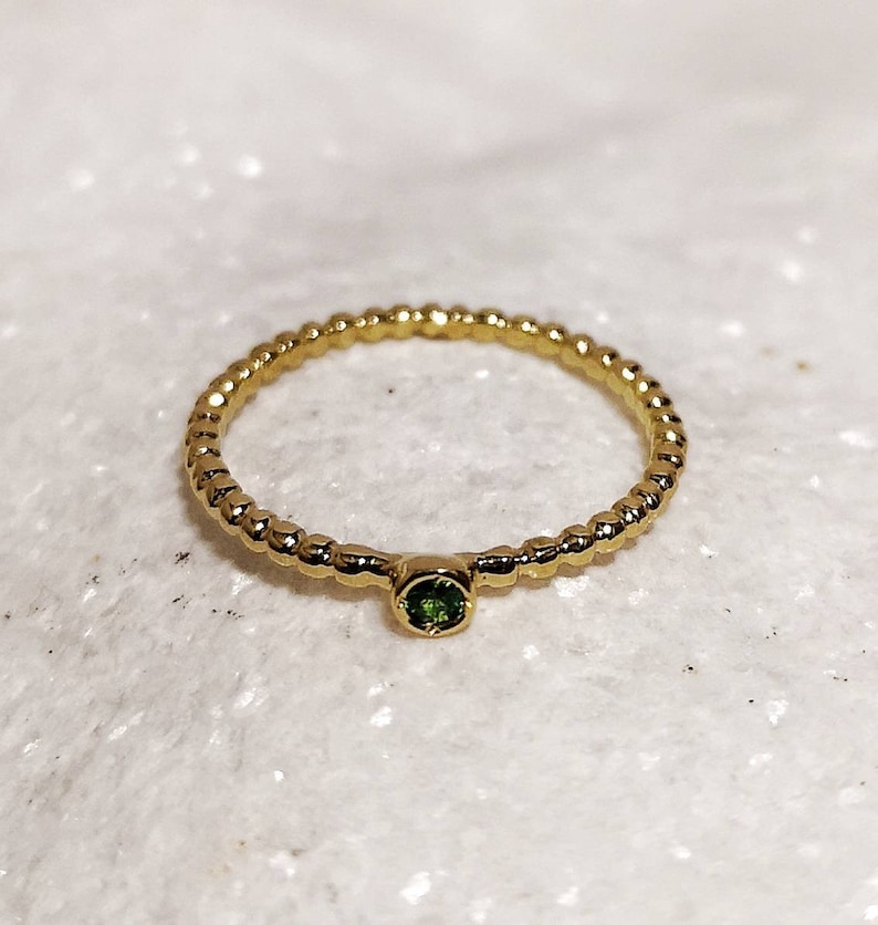 Dainty Gold Green Stone Ring 18K Solid Gold Handmade Band Etsy