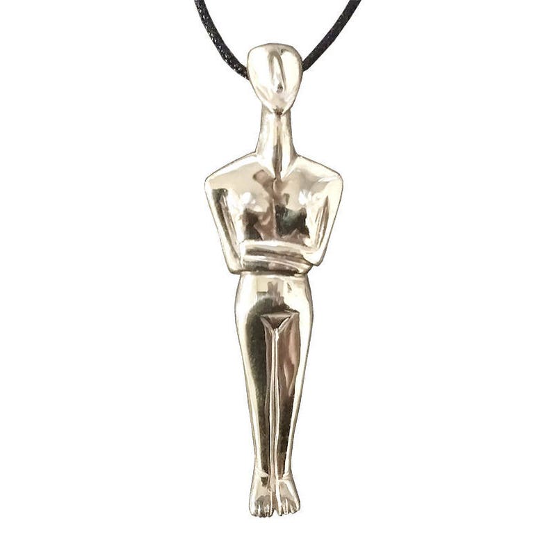Ancient Greek Cycladic Art Necklace Aegean Art Greek Jewelry Elegant Abstract Statue Handcarved Cycladic Period Symbol Female Sculpture