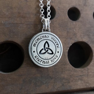 Eternal Love Skeleton Necklace, Silver Engraved Memento Mori Necklace, Stoic Pendant, Amor Fati, Goth jewelry, Gift for lover, Men Gift