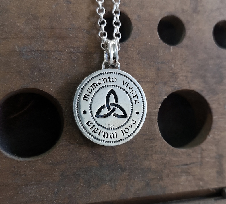 Eternal Love Skeleton Necklace, Silver Engraved Memento Mori Necklace, Stoic Pendant, Amor Fati, Goth jewelry, Gift for lover, Men Gift