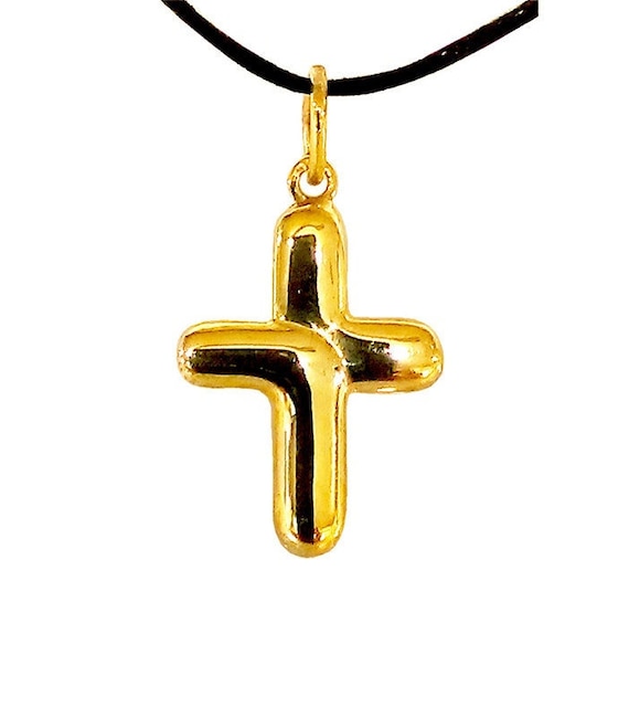 ミニマルゴールドクロスネックレス、14K 18Kイエローゴールド ミニマルゴールドクロスネックレス、14K 18Kイエローゴールド