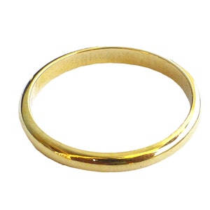 Curved Wedding Band For Women, 18K Solid Yellow Gold Classic Wedding Ring, Handmade Simple Gold Wedding Ring, Fine Jewelry