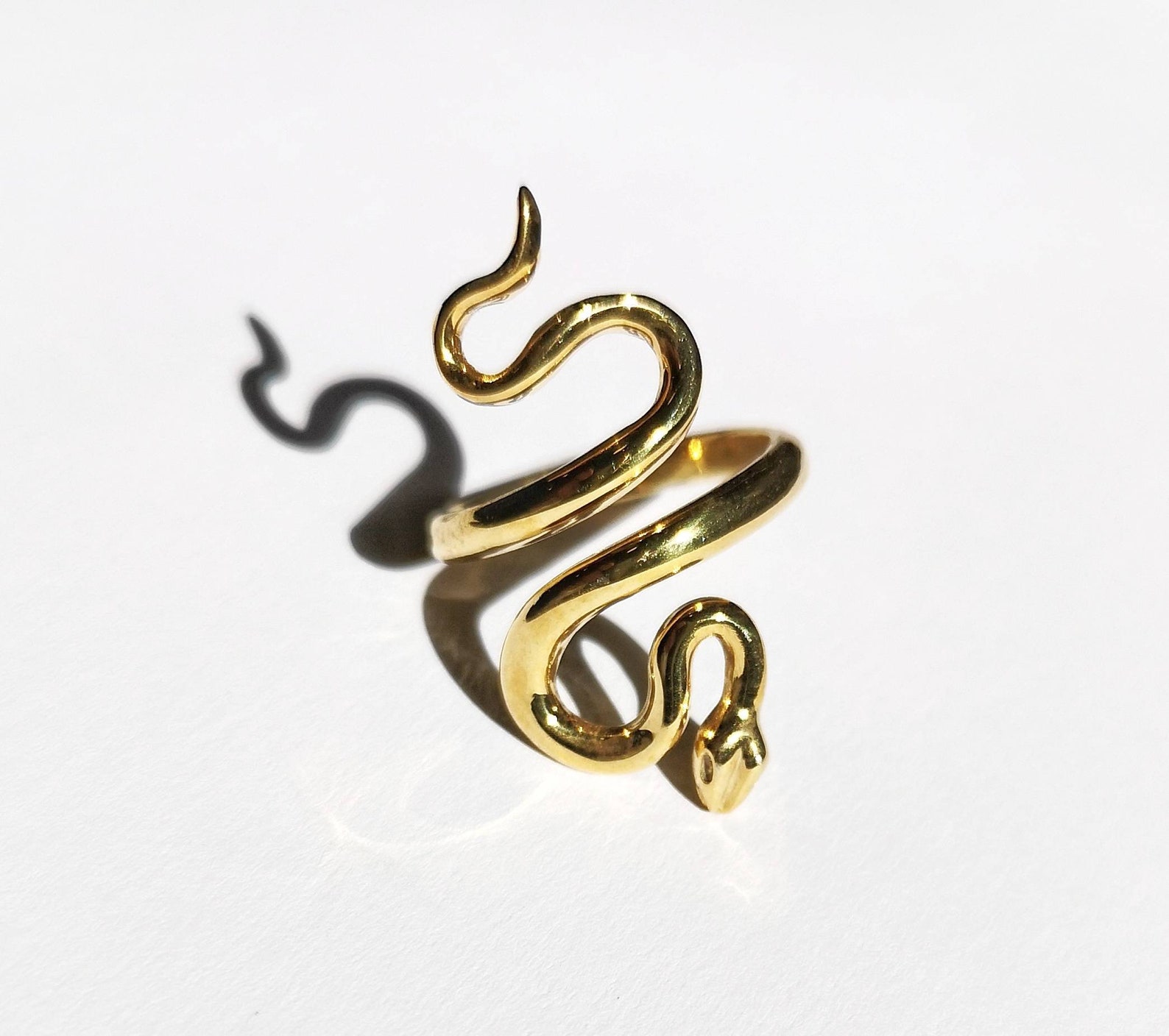 18k Solid Gold Snake Ring Crawling Snake Handmade Designer Etsy