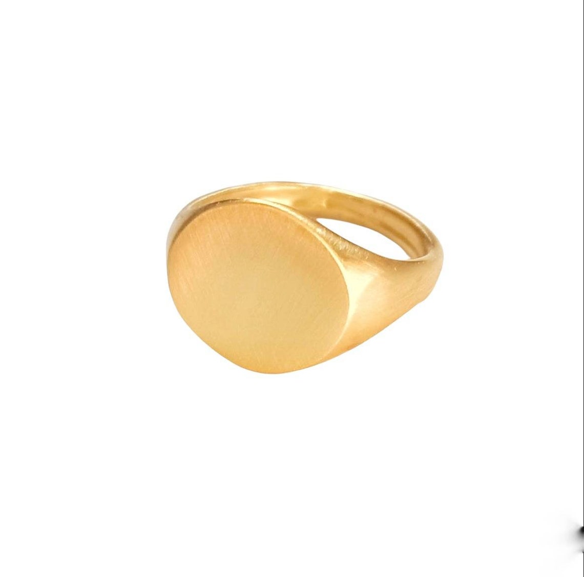 18k Gold Ring for Men Matte Finish Personalized Round Etsy