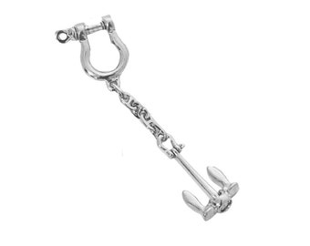 Sterling Silver Anchor Keychain, Personalized Handmade Gift For Him
