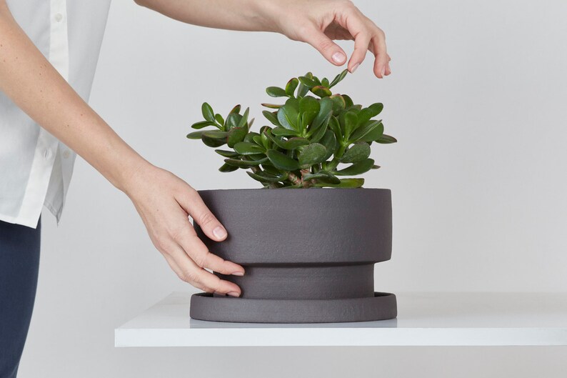 ceramic planter ceramic flower pot planter wabi sabi plant pot minimal indoor planter handmade pottery planter with saucer
