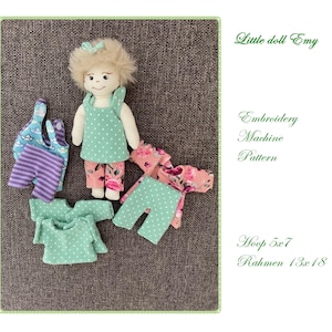 ITH doll, embroidery file, 5x7 hoop, dress doll, small doll, doll clothes, doll pants, mini doll