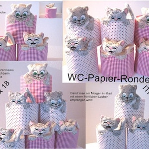 ITH Embroidery in the hoop Toilet roll cover with cat stuffies, 5 x 7 &quot; for bathroom