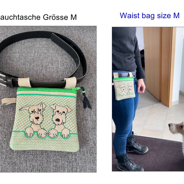 ITH-Stickdatei Tasche Hundekotbeutelhalter, Leckerli-Tasche,  DIGITALE DATEI für Stickmaschinen, 3 Grössen, gefüttert