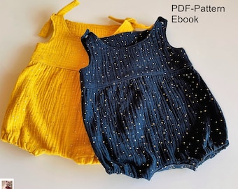 Romper pattern  - Sewing pattern Romper - PDF sewing pattern jumpsuit - baby, child, toddler 4 months - 2 years