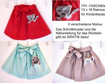 ITH-Stickdatei Katzen Cats, 3D Taschen Kinderrock 13 x 18