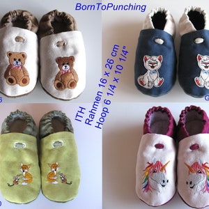SEMI - ITH-embroidery file slippers, 4 sizes: 26, 28, 30, 32 for children up to 6 years , hoop 6 1/4&quot; x 10 1/4&quot; &quot;