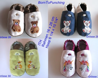 SEMI - ITH-embroidery file slippers, 4 sizes: 26, 28, 30, 32 for children up to 6 years , hoop 6 1/4" x 10 1/4" "