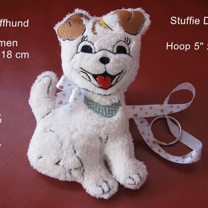 ITH Stuffie Dog Foxterrier embroidery  Pacifier holder Comic  machine embroidery instant download for children ITH-file