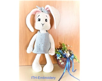 ITH embroidery file Rabbit doll, reversible dress, Hoop 8x12"