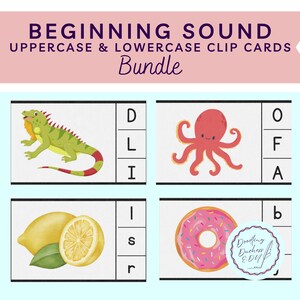 Actividad con tarjeta con clip de sonido para principiantes: paquete de letras mayúsculas y minúsculas, motricidad fina, preescolar, jardín de infantes, imprimible, reconocimiento de sonido de letras