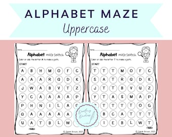 Uppercase Alphabet Maze Search Dot Dobber Activity, Letter Recognition, Uppercase Letters, Printable, Worksheet, A-Z, Pre-K, Kindergarten