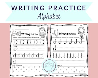 May include: Black and white printable worksheet for practicing writing the letters D and J. The worksheet has dotted lines for tracing the letters and space for writing the letters on your own. The worksheet also includes a section for circling all the D's and d's and a section for circling all the J's and j's.