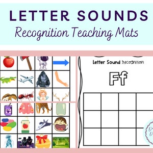 Tapetes didácticos para el reconocimiento de sonidos de letras, fonética, alfabeto, imágenes, sonidos iniciales, preescolar, jardín de infantes, escuela, recursos, material imprimible