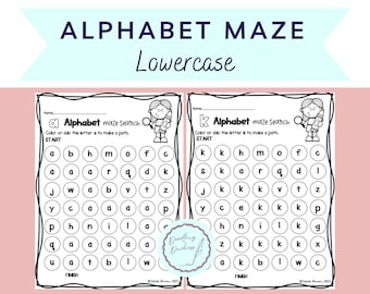 Lowercase Alphabet Maze Search Dot Dobber Activity, Printable, Worksheet, a-z, Letters, Pre-K, Kindergarten, Letter Recognition