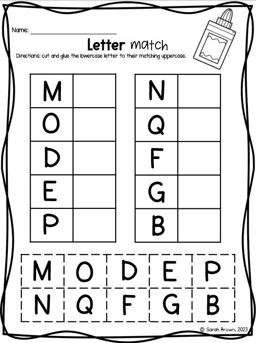Uppercase and Lowercase Letter Match Cut & Paste Bundle, Kindergarten ...