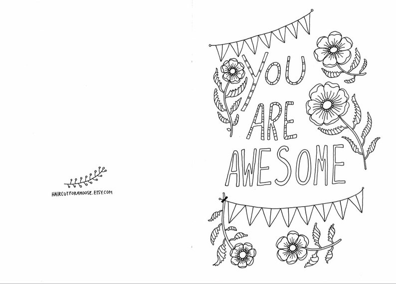 DIY Greeting Card to color DIY Printable Card to Color DIY Etsy