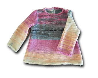 Modèle de tricot de robe de bébé, robe Boho, modèle de jersey de bébé, pull de bébé, robe hippie multicolore, modèle de tricot de bébé, robe de bébé