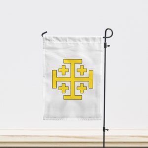 Kingdom of Jerusalem Garden Flag | Size - 12" x 18" | Double Sided Unique Design Print | High Quality Materials | Made in EU