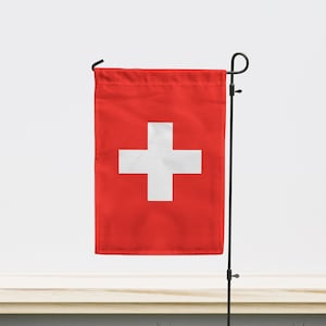 Switzerland Garden Flag | Size - 12&quot; x 18&quot; | Double Sided Unique Design Print | High Quality Materials | Made in EU