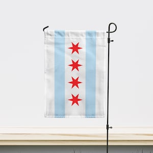 Chicago Illinois USA Garden Flag | Size - 12&quot; x 18&quot; | Double Sided Unique Design Print | High Quality Materials | Made in EU