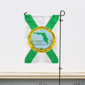 Hollywood, Florida USA Garden Flag | Size - 12&quot; x 18&quot; | Double Sided Unique Design Print | High Quality Materials | Made in EU