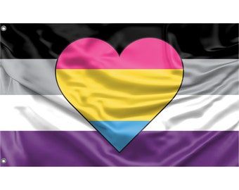 Asexual Panromantic Heart Flag Unique Print, 3x5 Ft / 90x150 cm size, EU Made