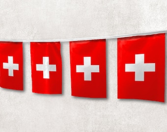 Switzerland Flag Garland | Unique Design Home Decor | High Quality Materials and Print | Made in EU