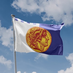 Thessaloniki, Greece Flag | Unique Design Print | High Quality Materials | Size - 3x5 Ft / 90x150 cm | Made in EU