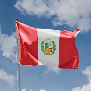 Bandera del estado de Perú / Diseño exclusivo / Materiales de alta calidad / Tamaño: 3 x 5 pies / 90 x 150 cm / Fabricado en la UE