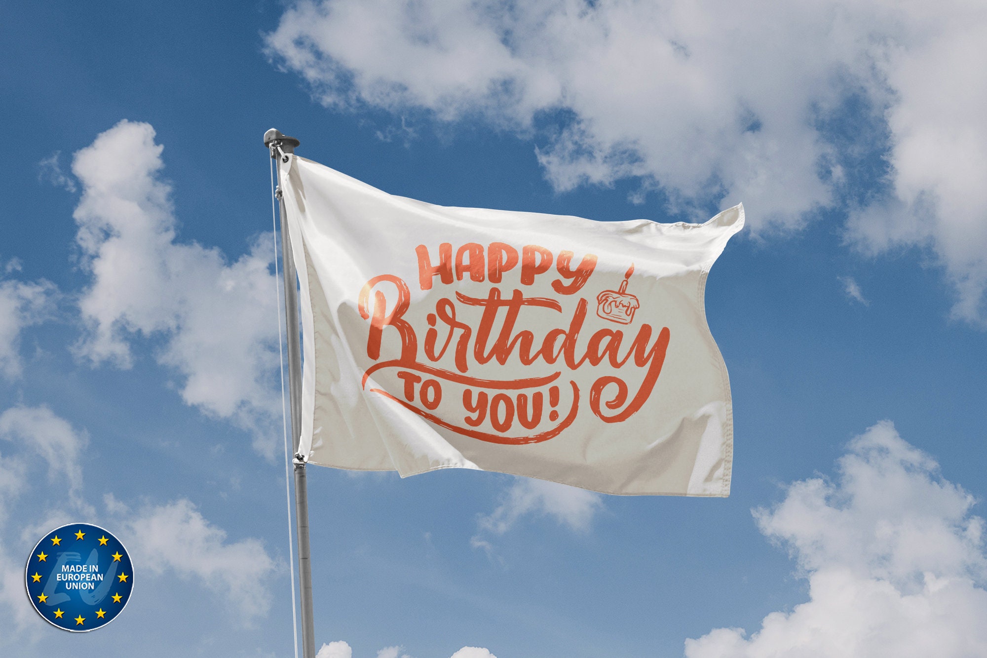Happy Birthday To You Orange Flag Unique Print, 3x5 Ft / 90x150 cm size, EU Made