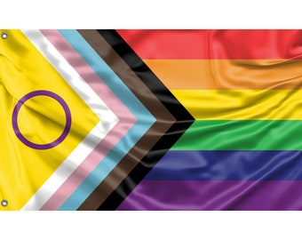 Intersex Inclusive Progress Pride Flag Unique Print, 3x5 Ft / 90x150 cm size, EU Made