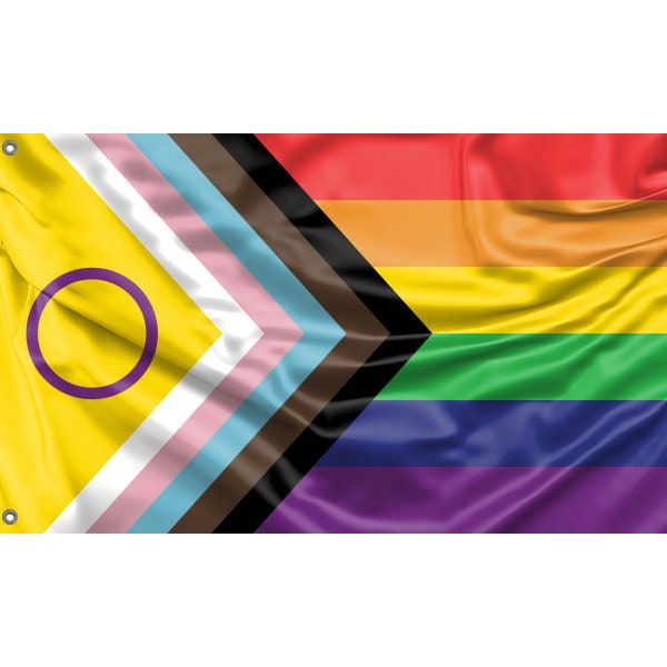 Intersex Inclusive Progress Pride Flag Unique Print, 3x5 Ft / 90x150 cm size, EU Made