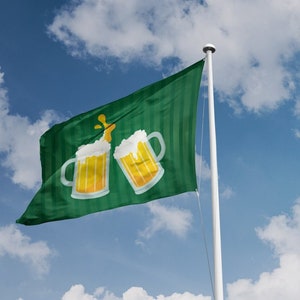 Bandera para amantes de la cerveza / Diseño exclusivo / Materiales de alta calidad / Tamaño: 3 x 5 pies / 90 x 150 cm / Fabricada en la UE