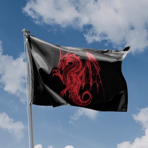 Red Dragon III Flag | Unique Design Print | Hiqh Quality Materials | Size - 3x5 Ft / 90x150 cm | Made in EU