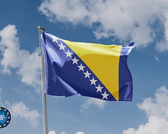 Flagge von Bosnien und Herzegowina | Einzigartiges Design Druck | Hochwertige Materialien | Größe - 90 x 150 cm | Hergestellt in der EU
