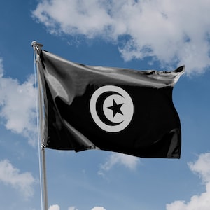 Black Tunisia Flag | Unique Design Print | High Quality Materials | Size - 3x5 Ft / 90x150 cm | Made in EU