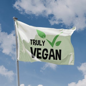 Bandera verdaderamente vegana / Diseño exclusivo / Materiales de alta calidad / Tamaño: 3 x 5 pies / 90 x 150 cm / Fabricado en la UE