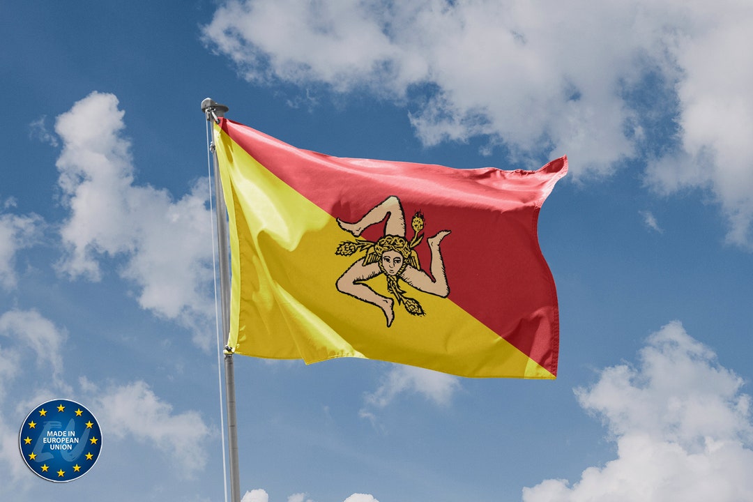 Sizilien Flagge – 90 X 150 Cm, Aus Polyester, Wetterfest, Mit Ösen Für Mast