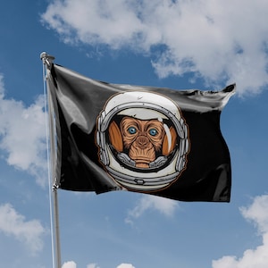 Astronaut Monkey Flag Unique Print, 3x5 Ft / 90x150 cm size, EU Made