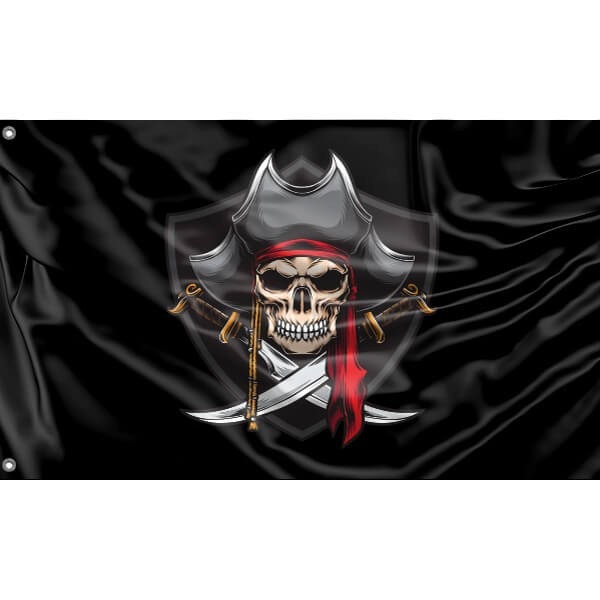 Piratenflagge IV | Einzigartiges Design Print | Hochwertige Materialien | Größe - 90x150 cm | Hergestellt in EU