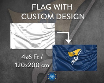 Custom Made Flag With Your Design Print | Unique Design Print | High Quality Materials | Size - 4x6 Ft / 120x200 cm | Made in EU