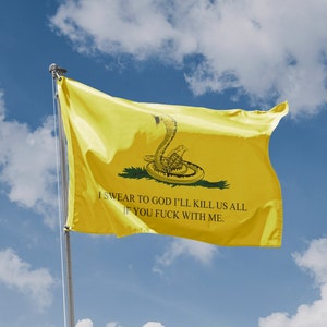Gadsden Wütend Variante Flagge | Einzigartiges Design Druck | Hochwertige Materialien | Größe - 90 x 150 cm | Hergestellt in der EU