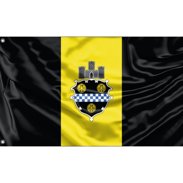 Bandera de Pittsburgh, Pensilvania, Impresión única, tamaño de 3x5 pies / 90x150 cm, hecho en la UE